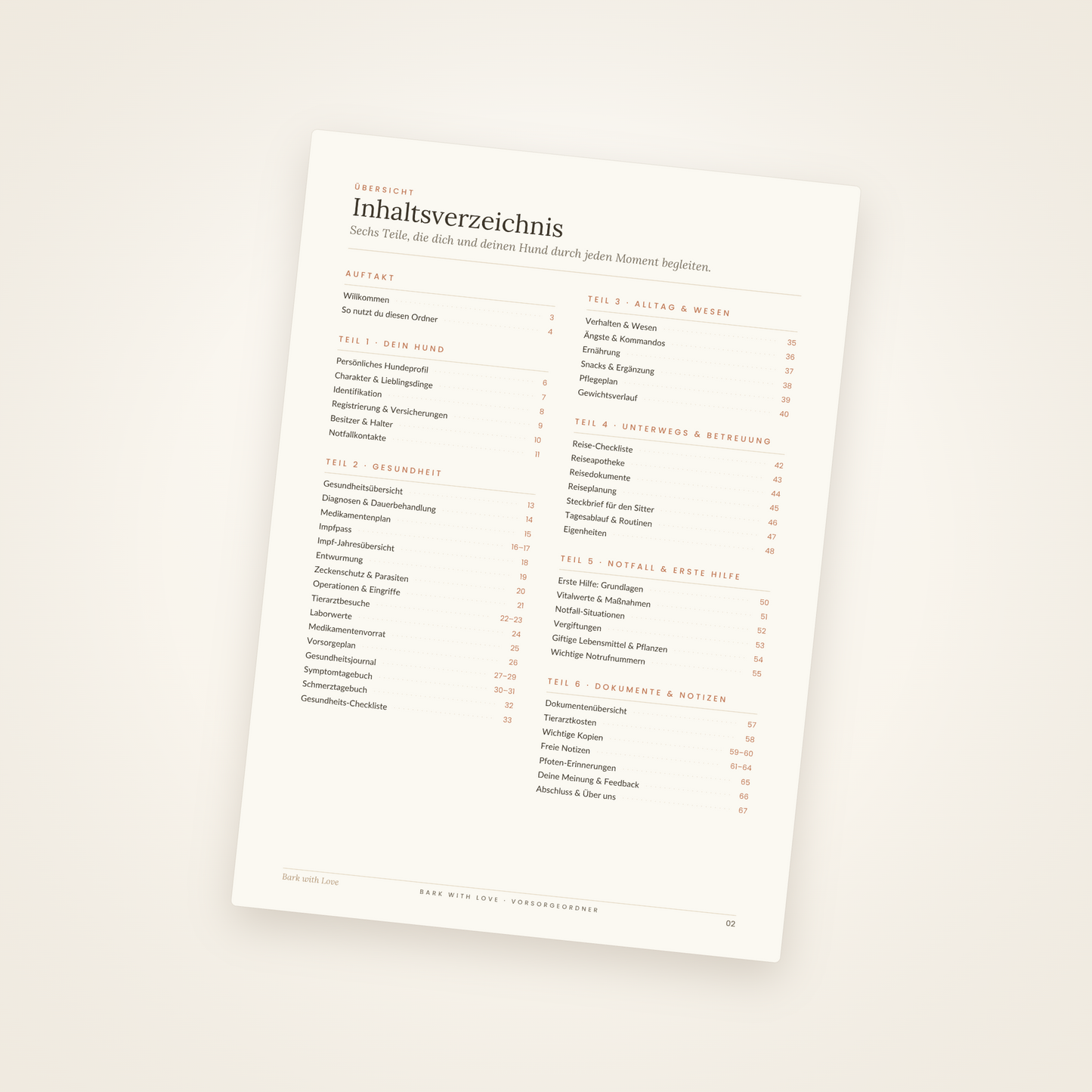 Hunde-Vorsorgeakte zum Ausdrucken – Druck-PDF (68 Seiten)