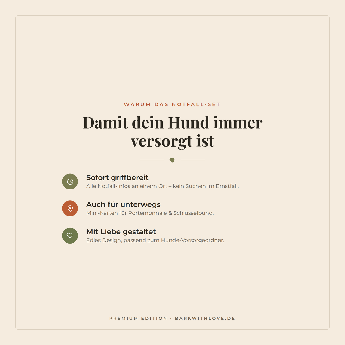 Warum das Notfall-Set: sofort griffbereit, auch für unterwegs, mit Liebe gestaltet